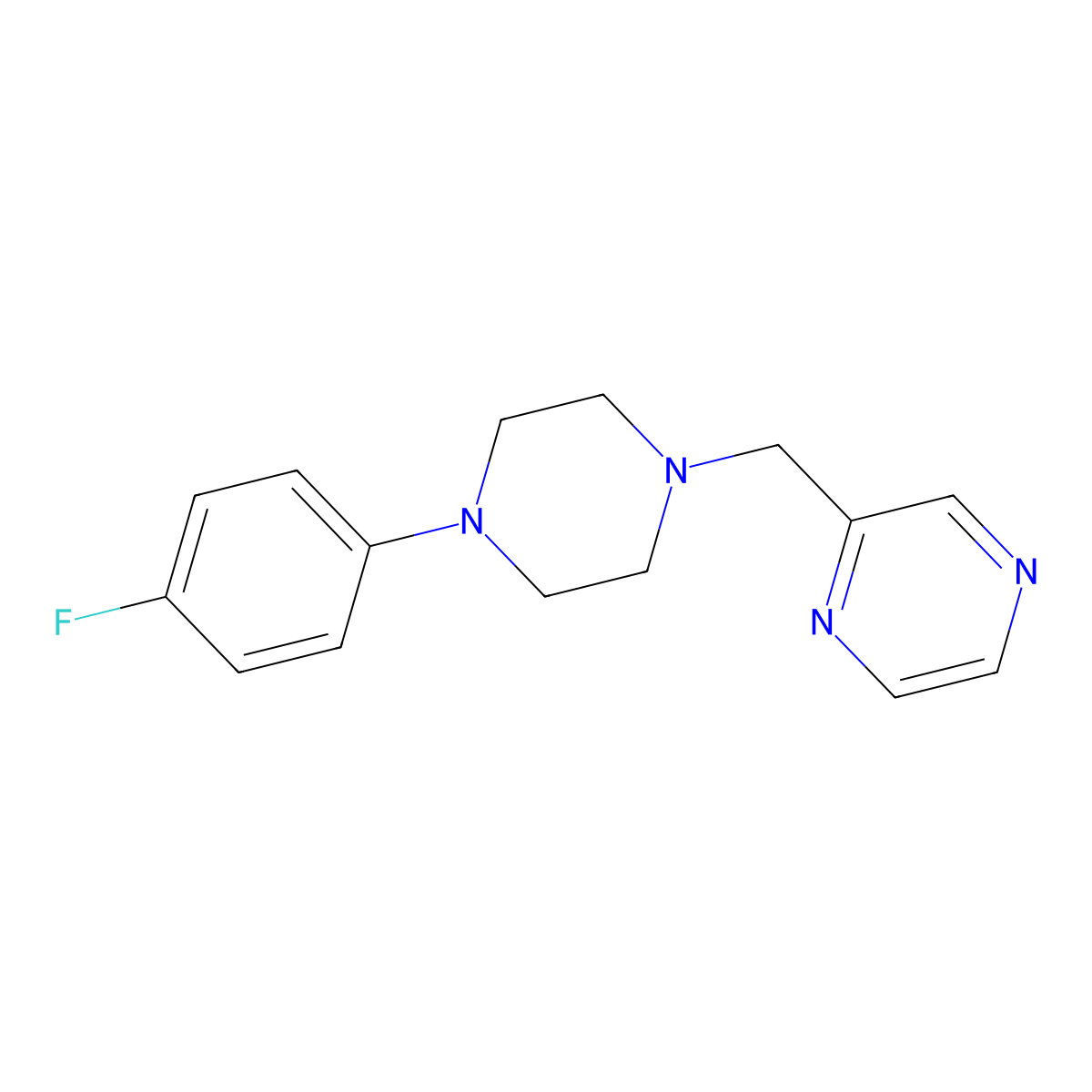 2-((4-(4-Fluorophenyl)piperazin-1-yl)methyl)pyrazine molecular structure, CAS 2034553-59-6