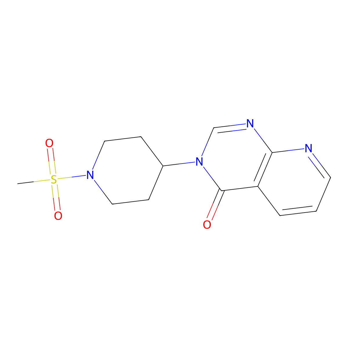 3-(1-(methylsulfonyl)piperidin-4-yl)pyrido[2,3-d]pyrimidin-4(3H)-one molecular structure, CAS 2034553-62-1