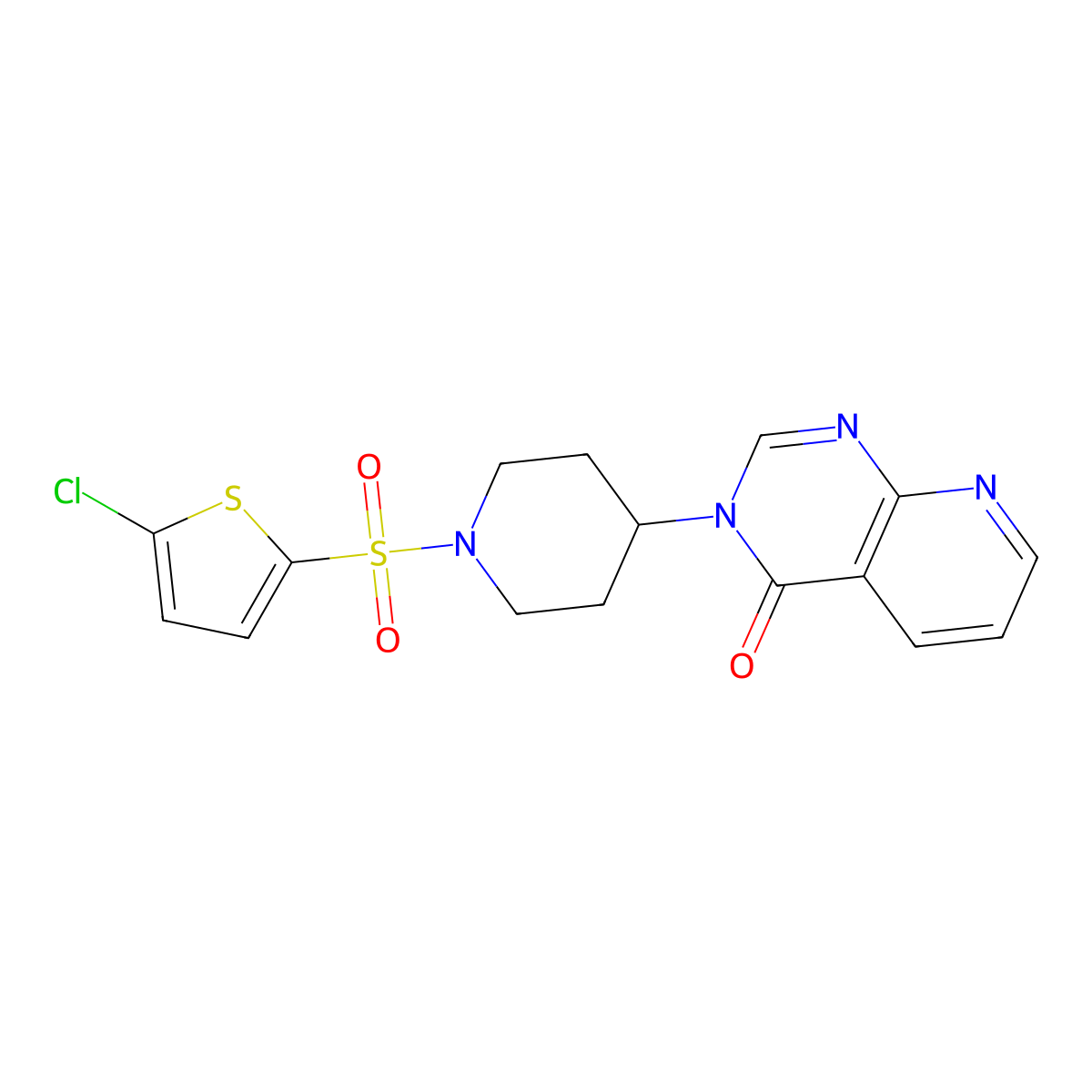 3-(1-((5-chlorothiophen-2-yl)sulfonyl)piperidin-4-yl)pyrido[2,3-d]pyrimidin-4(3H)-one molecular structure, CAS 2034553-64-3