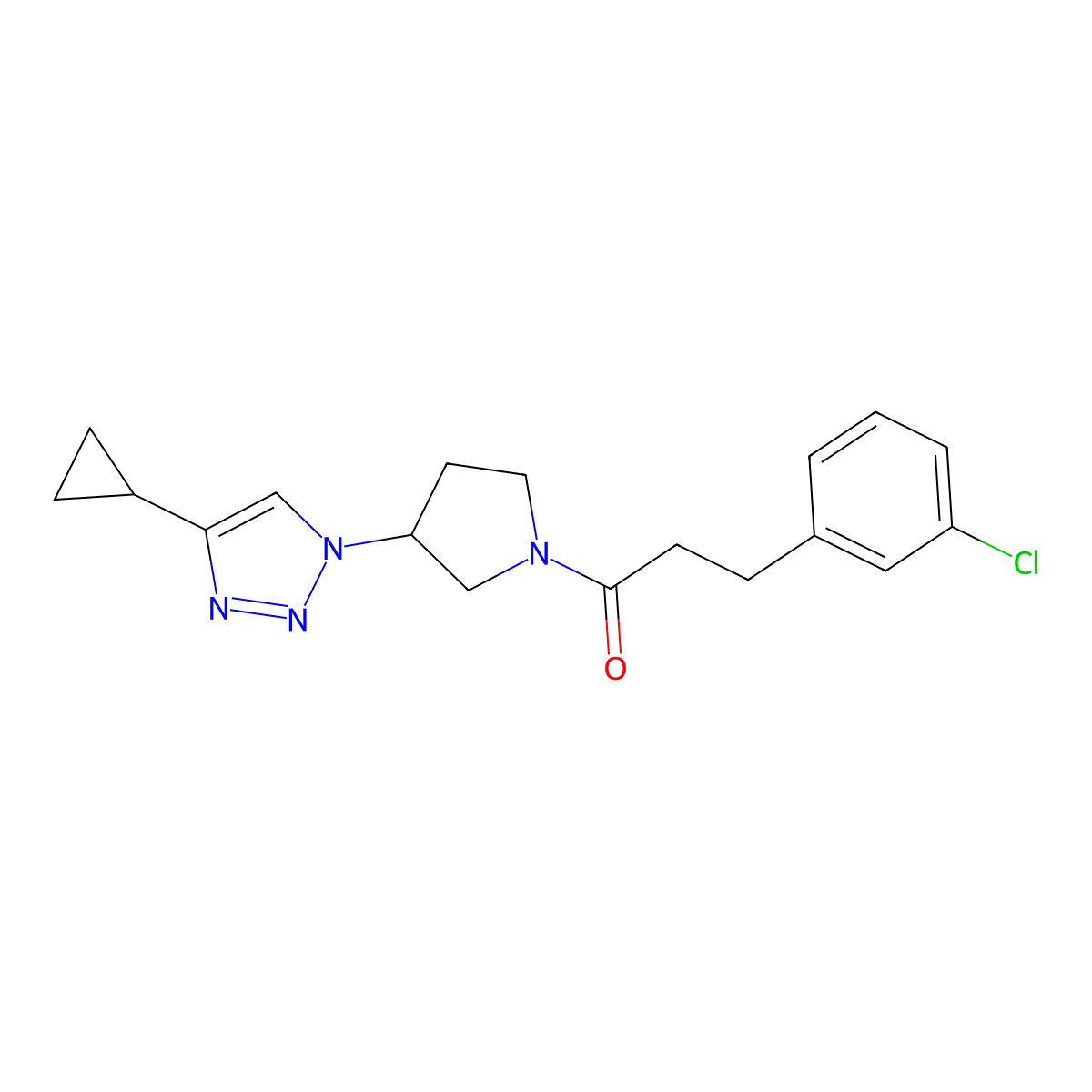 3-(3-chlorophenyl)-1-(3-(4-cyclopropyl-1H-1,2,3-triazol-1-yl)pyrrolidin-1-yl)propan-1-one molecular structure, CAS 2034553-67-6