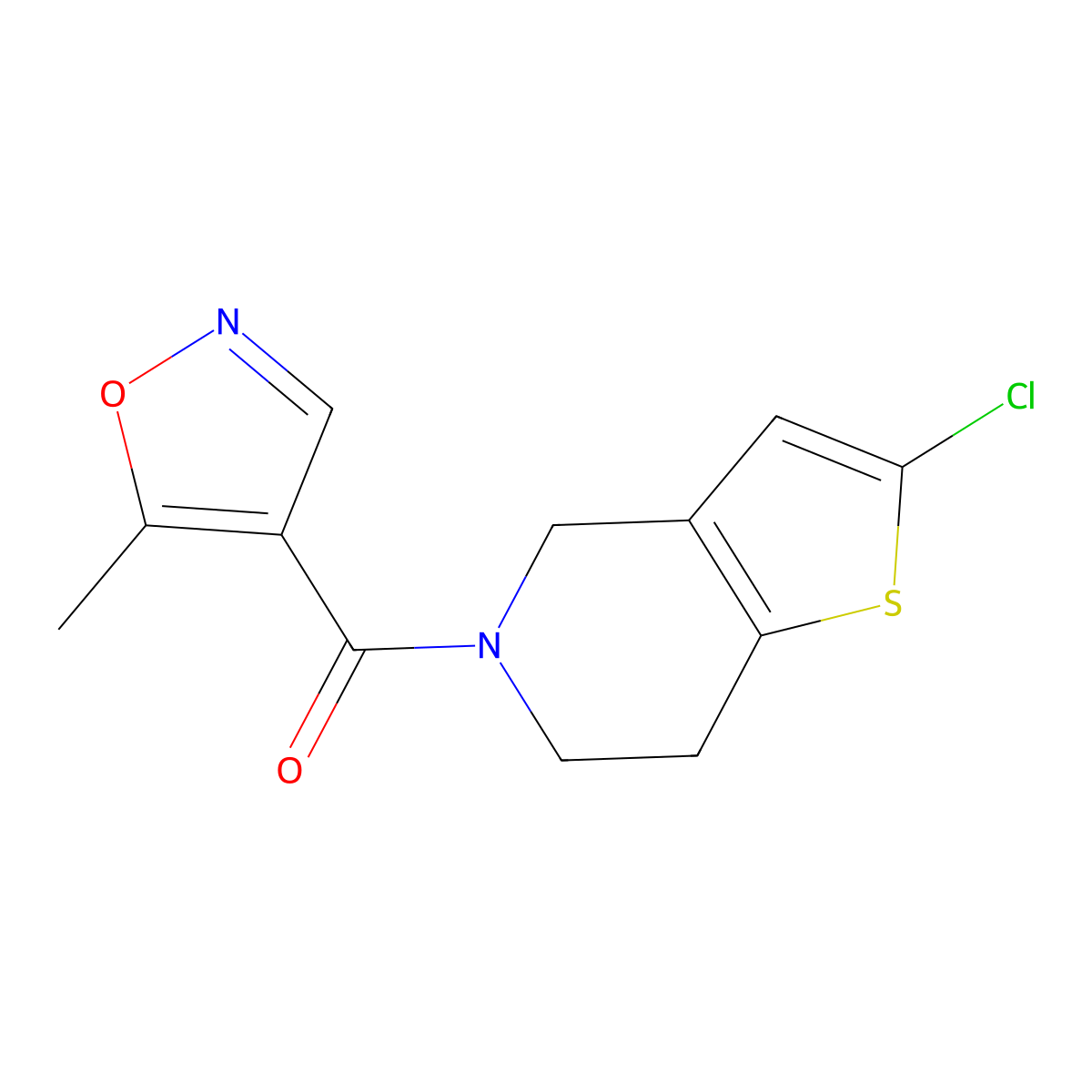 (2-chloro-6,7-dihydrothieno[3,2-c]pyridin-5(4H)-yl)(5-methylisoxazol-4-yl)methanone molecular structure, CAS 2034553-69-8