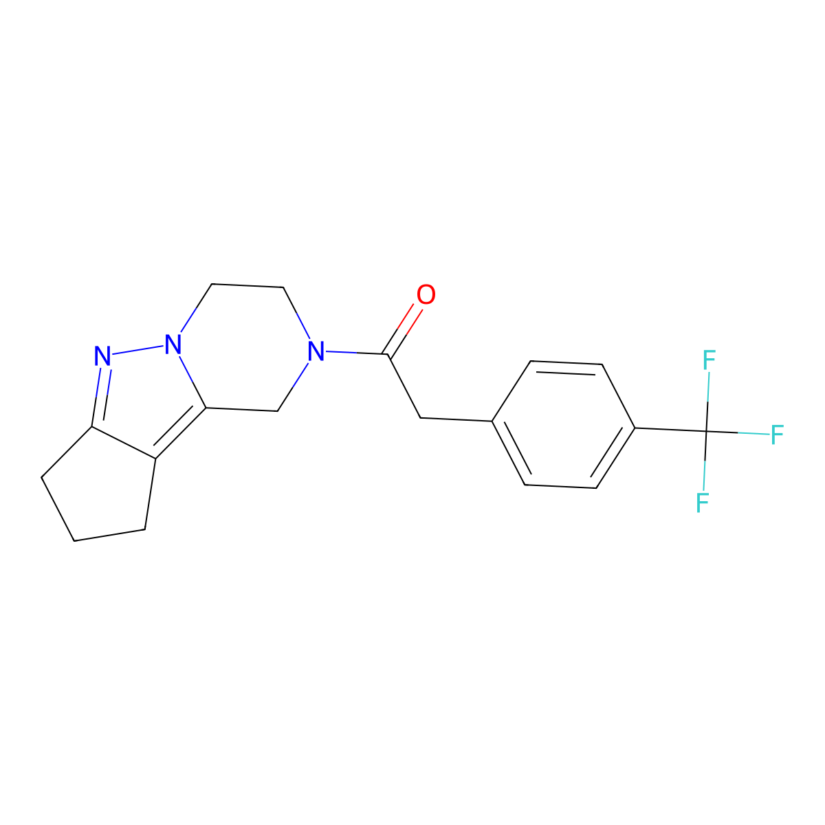 1-(3,4,8,9-tetrahydro-1H-cyclopenta[3,4]pyrazolo[1,5-a]pyrazin-2(7H)-yl)-2-(4-(trifluoromethyl)phenyl)ethanone molecular structure, CAS 2034553-72-3