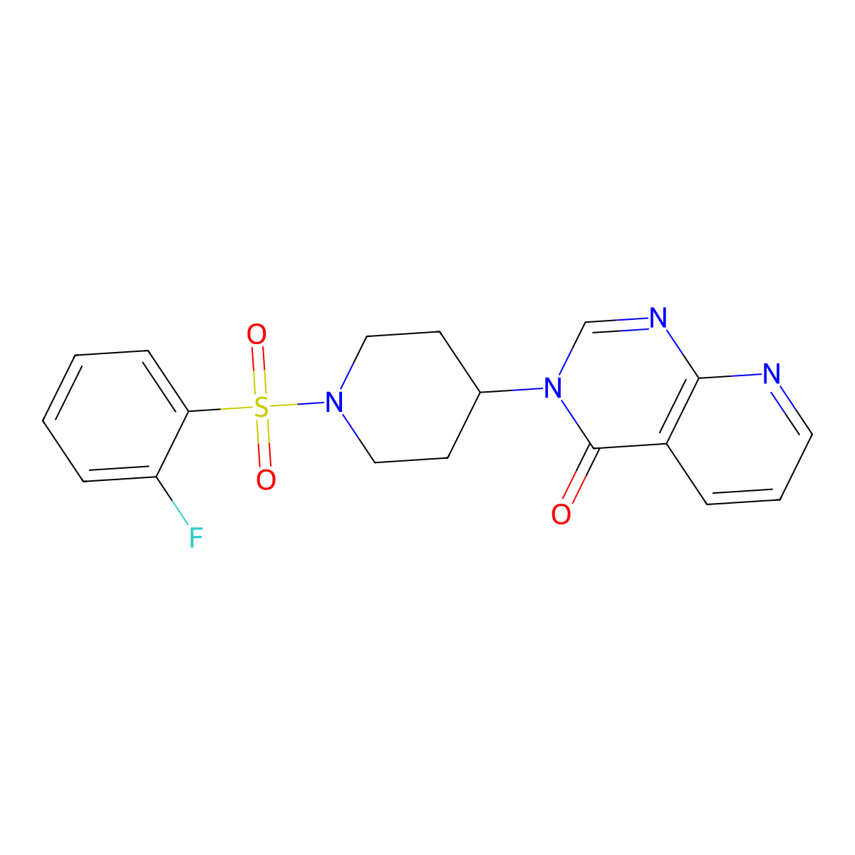 3-(1-((2-fluorophenyl)sulfonyl)piperidin-4-yl)pyrido[2,3-d]pyrimidin-4(3H)-one molecular structure, CAS 2034553-73-4