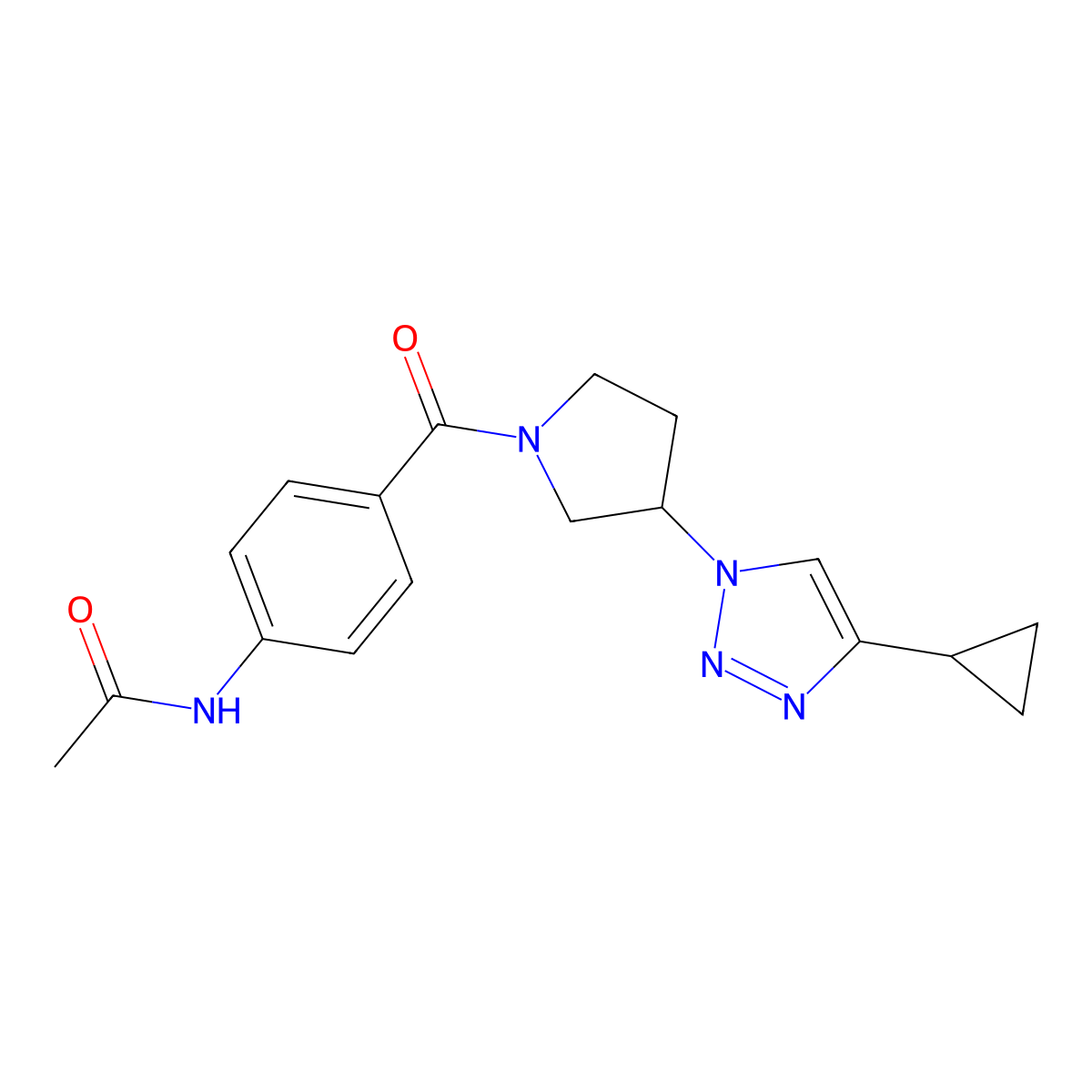 N-{4-[3-(4-cyclopropyl-1H-1,2,3-triazol-1-yl)pyrrolidine-1-carbonyl]phenyl}acetamide molecular structure, CAS 2034553-75-6