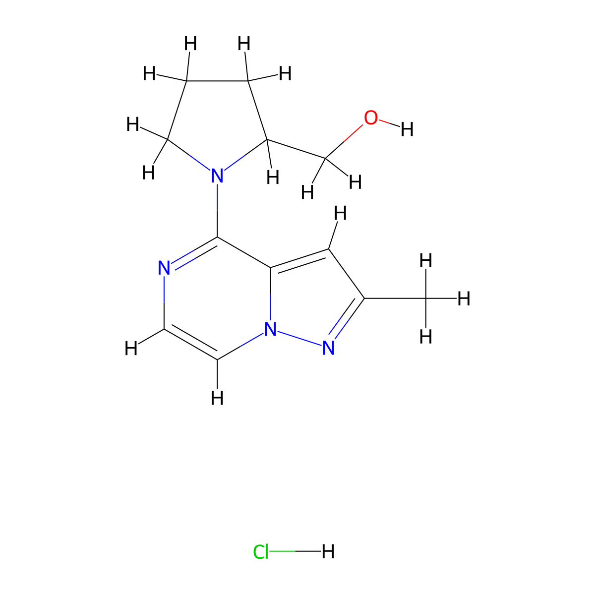 (1-(2-Methylpyrazolo[1,5-a]pyrazin-4-yl)pyrrolidin-2-yl)methanol hydrochloride molecular structure, CAS 2034553-78-9