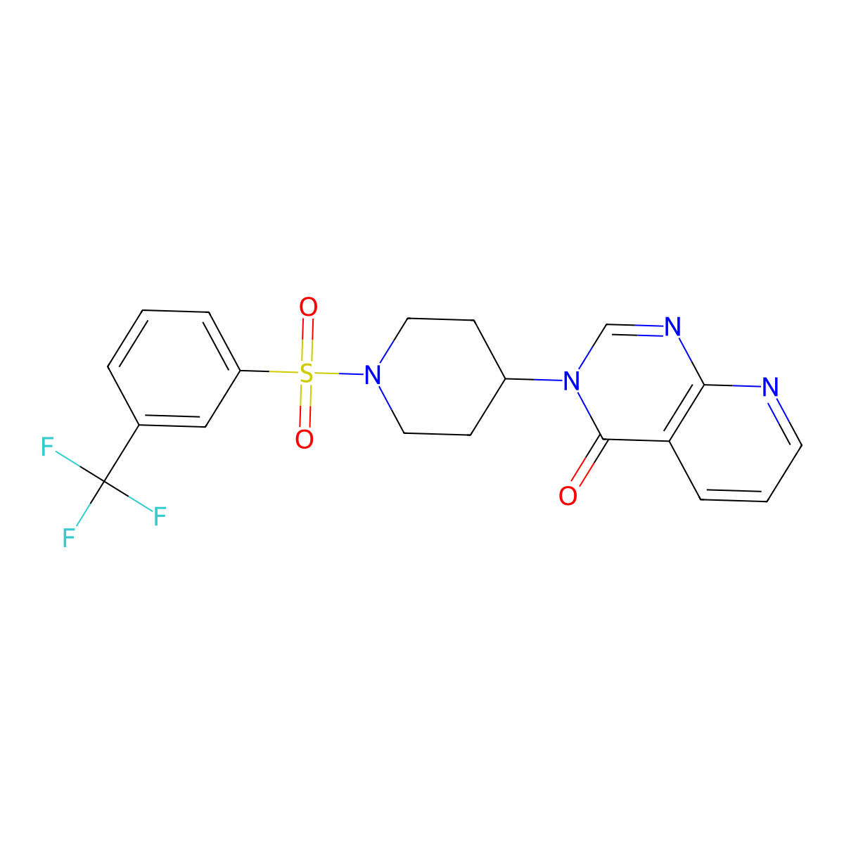 3-(1-((3-(trifluoromethyl)phenyl)sulfonyl)piperidin-4-yl)pyrido[2,3-d]pyrimidin-4(3H)-one molecular structure, CAS 2034553-83-6