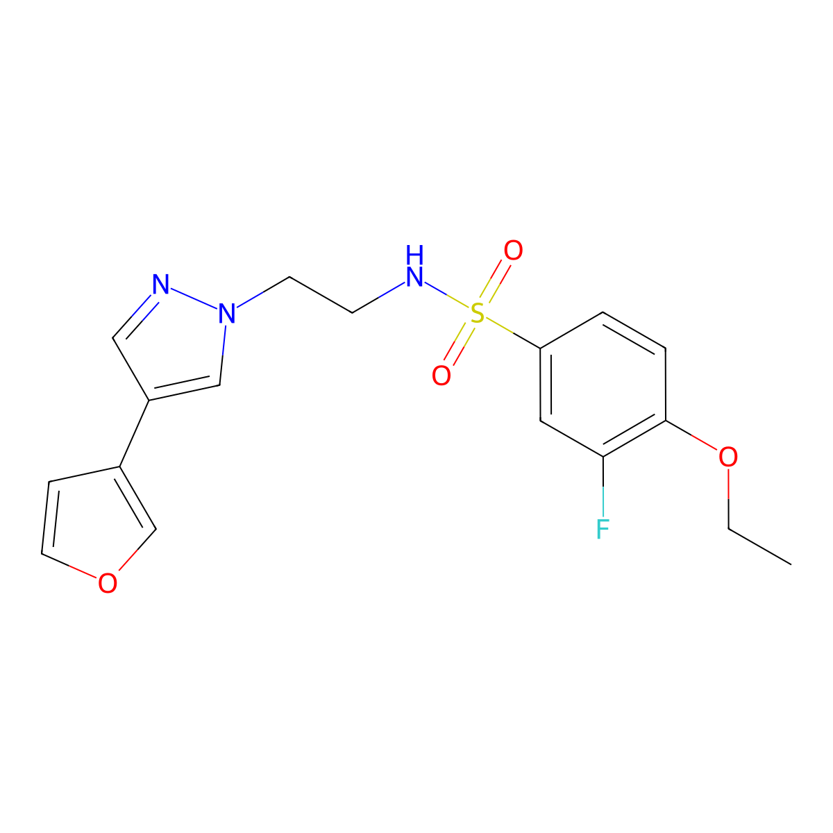 4-ethoxy-3-fluoro-N-(2-(4-(furan-3-yl)-1H-pyrazol-1-yl)ethyl)benzenesulfonamide molecular structure, CAS 2034553-89-2