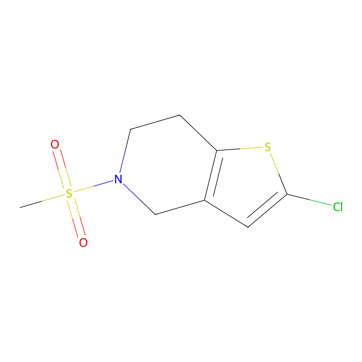 2-Chloro-5-(methylsulfonyl)-4,5,6,7-tetrahydrothieno[3,2-c]pyridine molecular structure, CAS 2034553-91-6