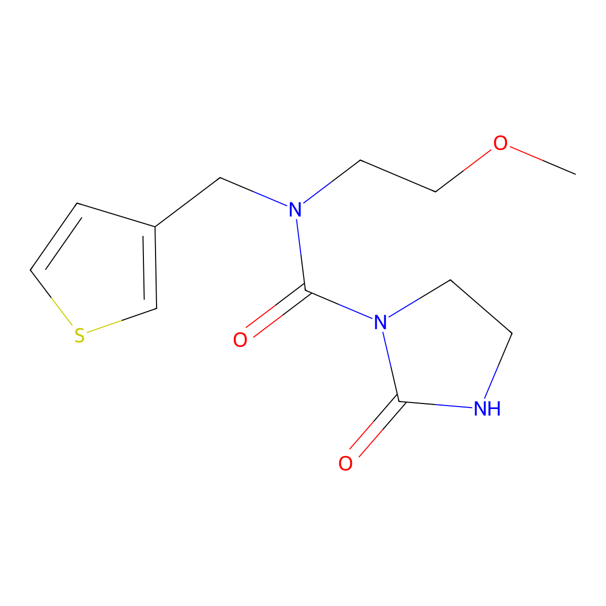N-(2-methoxyethyl)-2-oxo-N-(thiophen-3-ylmethyl)imidazolidine-1-carboxamide molecular structure, CAS 2034553-92-7