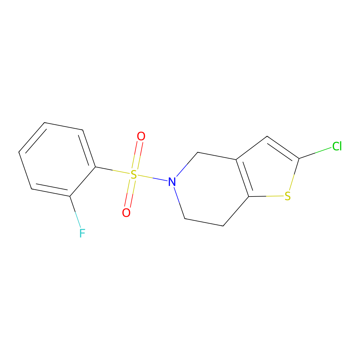 2-Chloro-5-((2-fluorophenyl)sulfonyl)-4,5,6,7-tetrahydrothieno[3,2-c]pyridine molecular structure, CAS 2034553-96-1