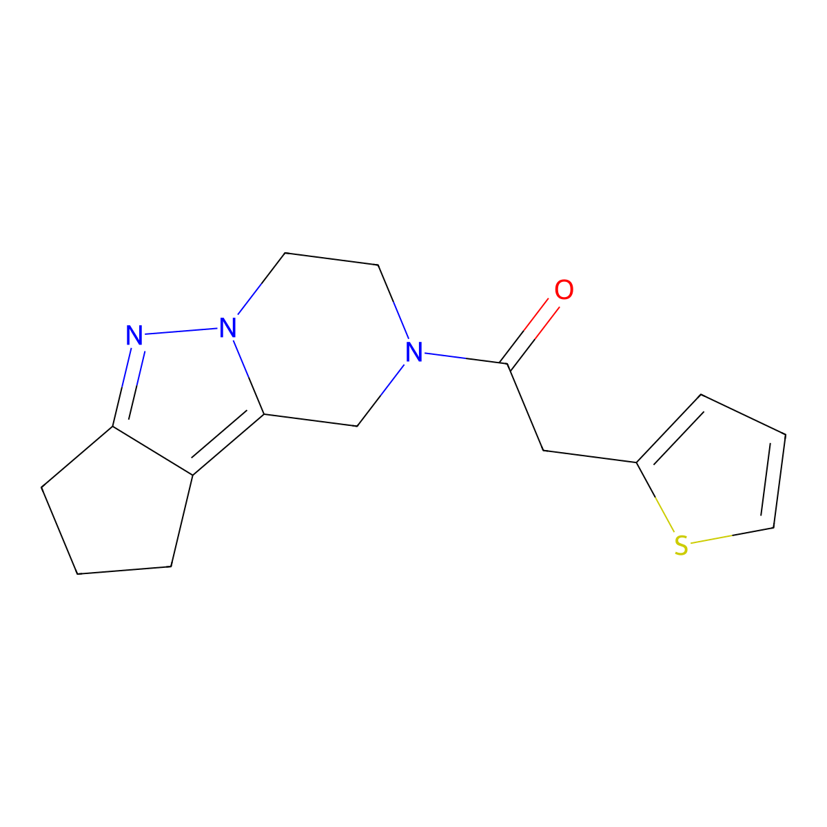 1-(3,4,8,9-tetrahydro-1H-cyclopenta[3,4]pyrazolo[1,5-a]pyrazin-2(7H)-yl)-2-(thiophen-2-yl)ethanone molecular structure, CAS 2034553-97-2