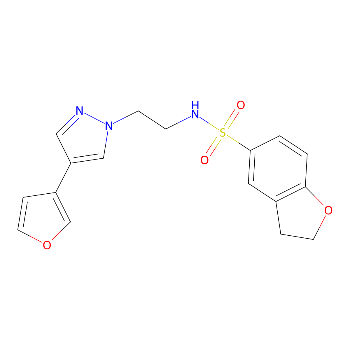 N-(2-(4-(furan-3-yl)-1H-pyrazol-1-yl)ethyl)-2,3-dihydrobenzofuran-5-sulfonamide molecular structure, CAS 2034554-01-1