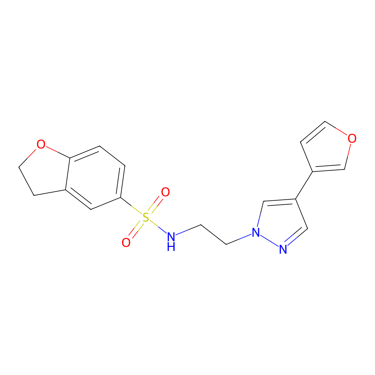 N-(2-(4-(furan-3-yl)-1H-pyrazol-1-yl)ethyl)-2,3-dihydrobenzofuran-5-sulfonamide molecular structure, CAS 2034554-01-1