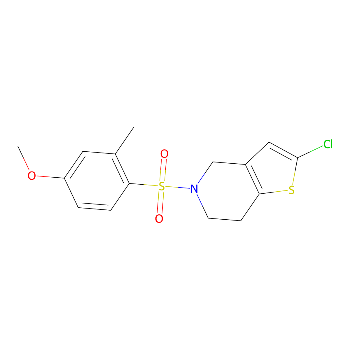 2-Chloro-5-((4-methoxy-2-methylphenyl)sulfonyl)-4,5,6,7-tetrahydrothieno[3,2-c]pyridine molecular structure, CAS 2034554-06-6