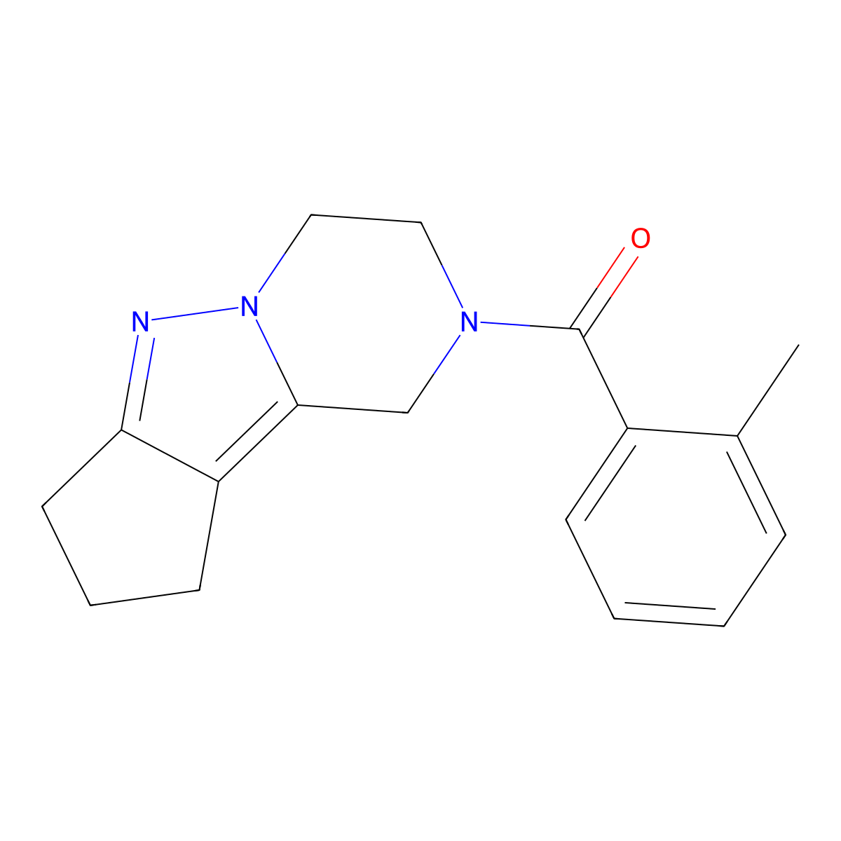 (3,4,8,9-tetrahydro-1H-cyclopenta[3,4]pyrazolo[1,5-a]pyrazin-2(7H)-yl)(o-tolyl)methanone molecular structure, CAS 2034554-07-7