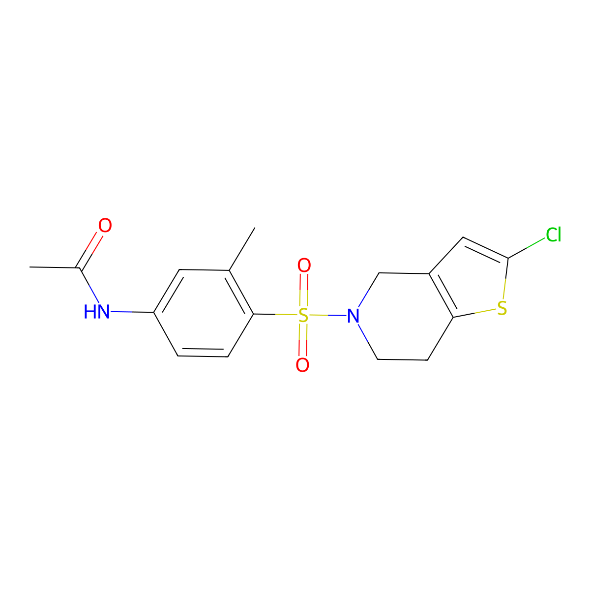 N-(4-((2-chloro-6,7-dihydrothieno[3,2-c]pyridin-5(4H)-yl)sulfonyl)-3-methylphenyl)acetamide molecular structure, CAS 2034554-15-7