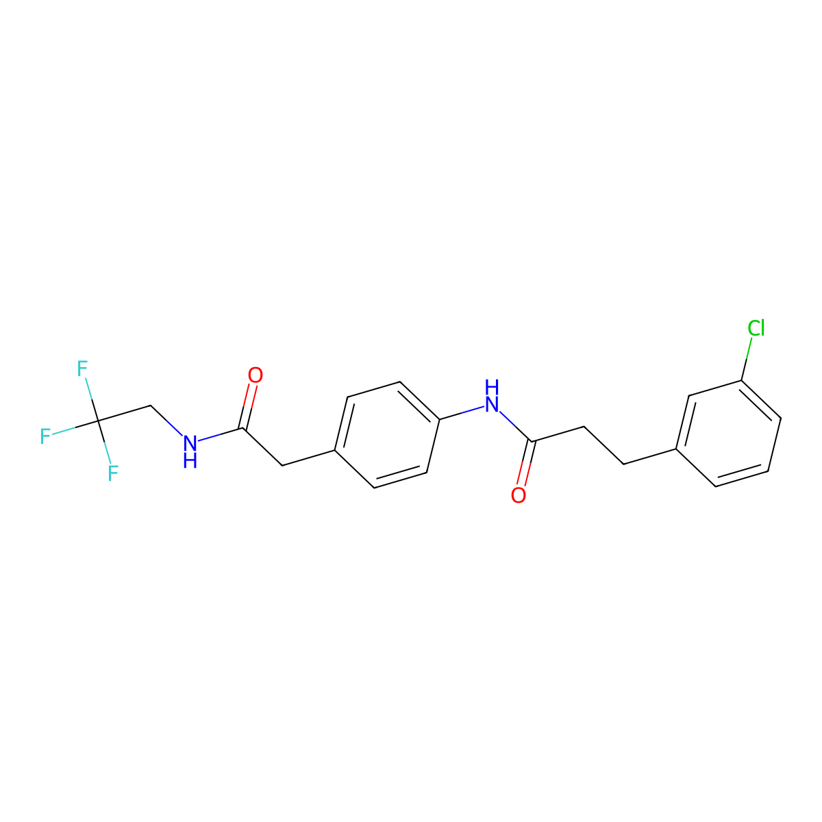 3-(3-chlorophenyl)-N-(4-(2-oxo-2-((2,2,2-trifluoroethyl)amino)ethyl)phenyl)propanamide molecular structure, CAS 2034554-17-9
