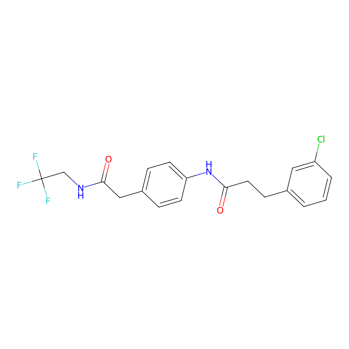3-(3-chlorophenyl)-N-(4-(2-oxo-2-((2,2,2-trifluoroethyl)amino)ethyl)phenyl)propanamide molecular structure, CAS 2034554-17-9