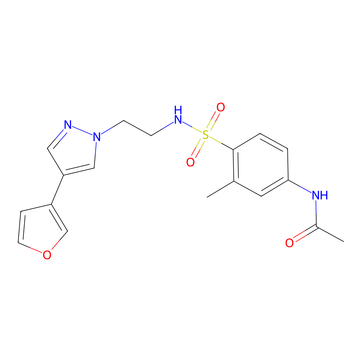 N-(4-(N-(2-(4-(furan-3-yl)-1H-pyrazol-1-yl)ethyl)sulfamoyl)-3-methylphenyl)acetamide molecular structure, CAS 2034554-20-4