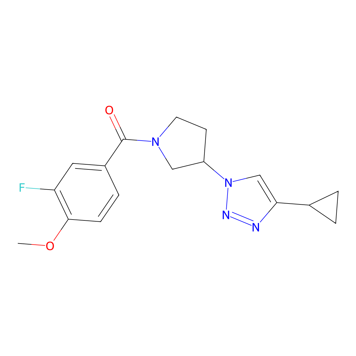 (3-(4-cyclopropyl-1H-1,2,3-triazol-1-yl)pyrrolidin-1-yl)(3-fluoro-4-methoxyphenyl)methanone molecular structure, CAS 2034554-32-8