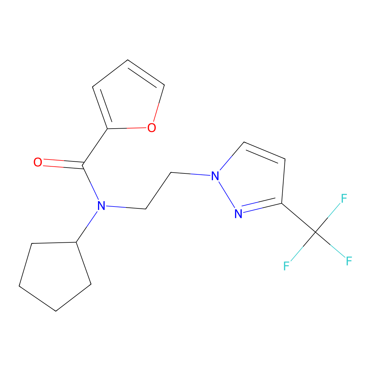 N-cyclopentyl-N-{2-[3-(trifluoromethyl)-1H-pyrazol-1-yl]ethyl}furan-2-carboxamide molecular structure, CAS 2034554-41-9