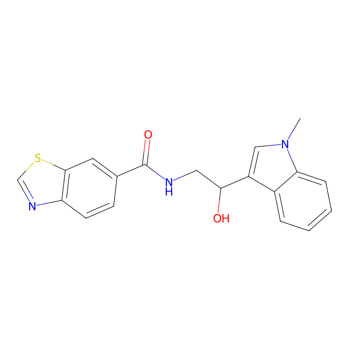 N-(2-hydroxy-2-(1-methyl-1H-indol-3-yl)ethyl)benzo[d]thiazole-6-carboxamide molecular structure, CAS 2034554-43-1