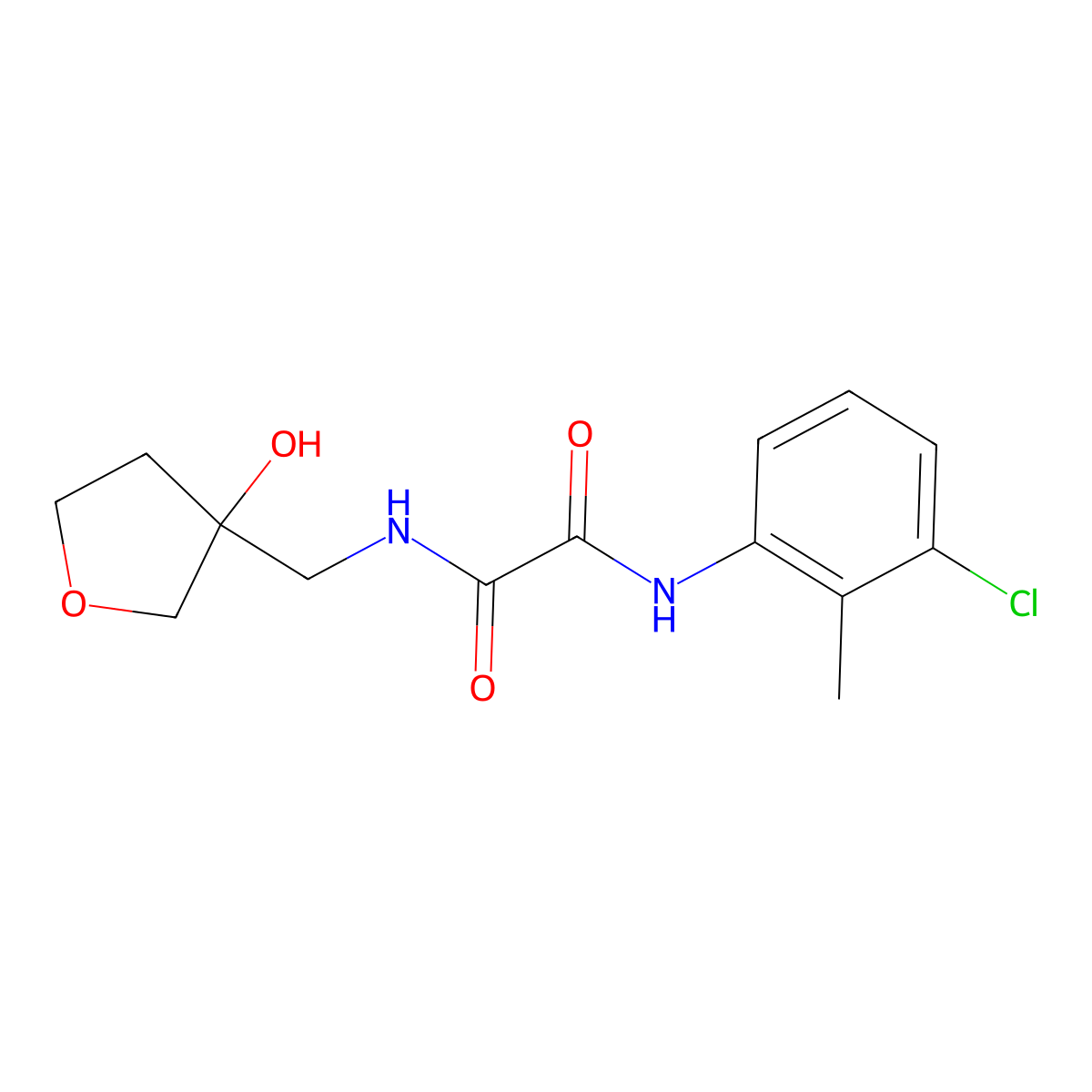 N1-(3-chloro-2-methylphenyl)-N2-((3-hydroxytetrahydrofuran-3-yl)methyl)oxalamide molecular structure, CAS 2034554-46-4