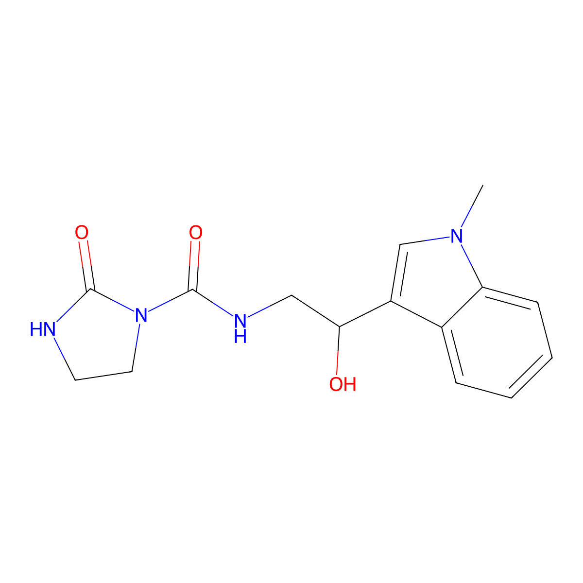 N-(2-hydroxy-2-(1-methyl-1H-indol-3-yl)ethyl)-2-oxoimidazolidine-1-carboxamide molecular structure, CAS 2034554-56-6