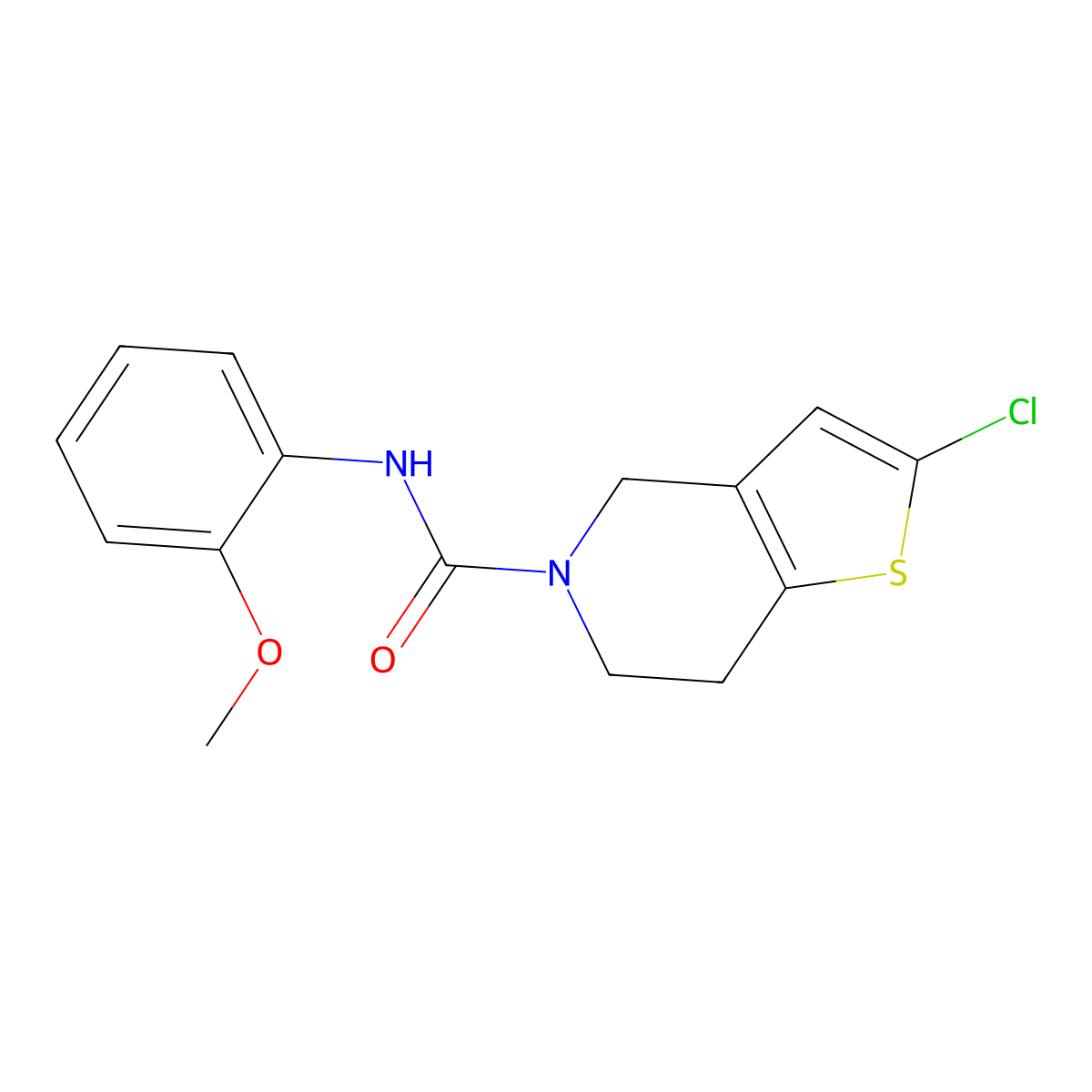 2-chloro-N-(2-methoxyphenyl)-6,7-dihydrothieno[3,2-c]pyridine-5(4H)-carboxamide molecular structure, CAS 2034554-57-7