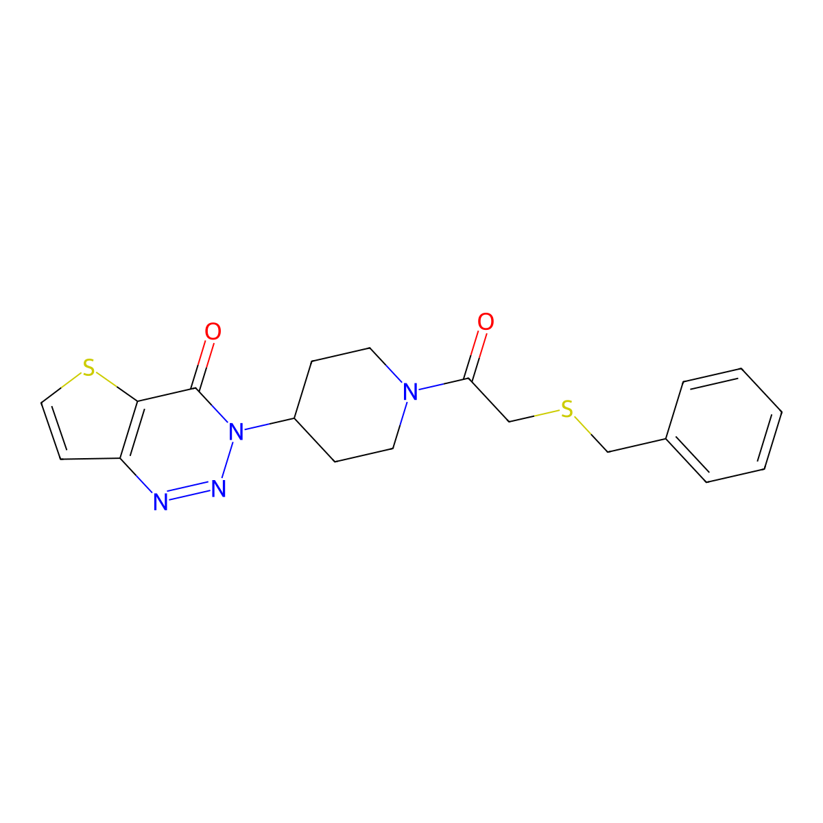 3-(1-(2-(benzylthio)acetyl)piperidin-4-yl)thieno[3,2-d][1,2,3]triazin-4(3H)-one molecular structure, CAS 2034554-59-9
