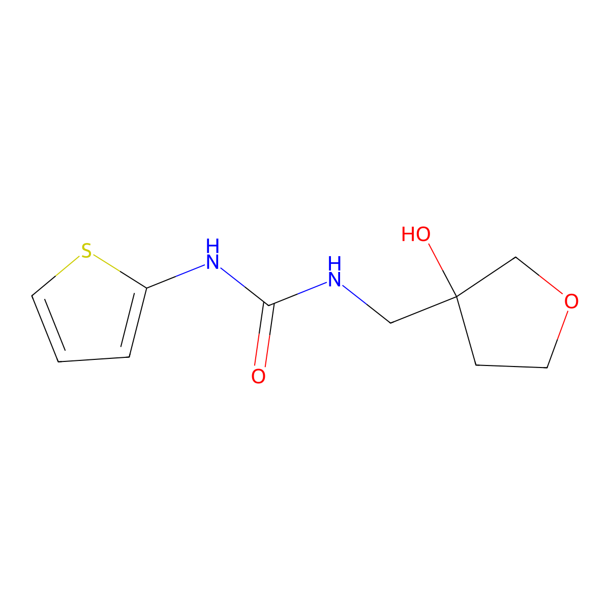 1-((3-Hydroxytetrahydrofuran-3-yl)methyl)-3-(thiophen-2-yl)urea molecular structure, CAS 2034554-67-9