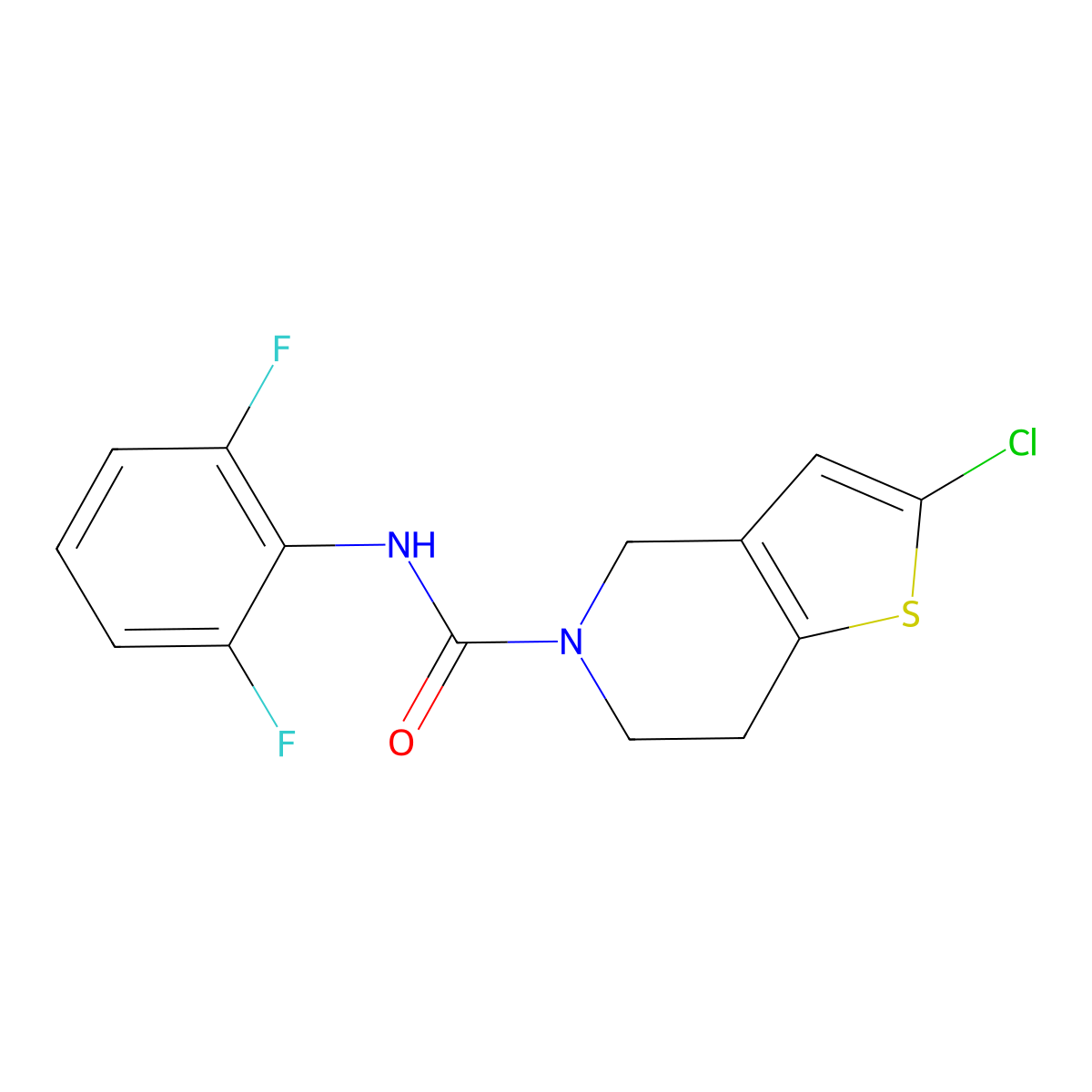 2-chloro-N-(2,6-difluorophenyl)-6,7-dihydrothieno[3,2-c]pyridine-5(4H)-carboxamide molecular structure, CAS 2034554-69-1