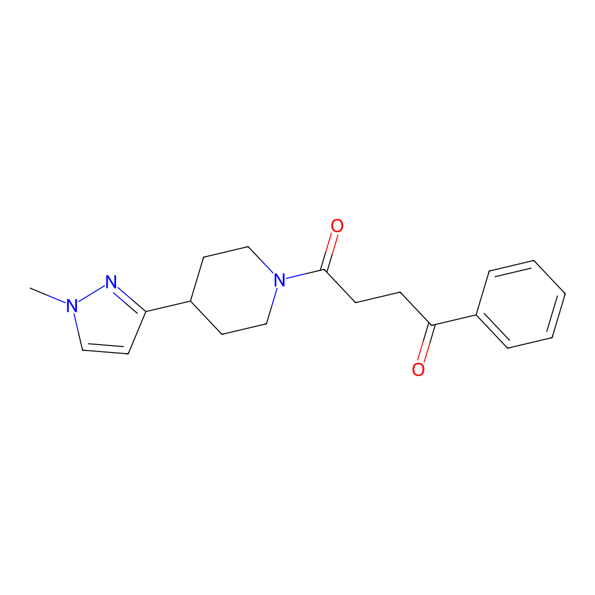 1-[4-(1-methyl-1H-pyrazol-3-yl)piperidin-1-yl]-4-phenylbutane-1,4-dione molecular structure, CAS 2034554-75-9