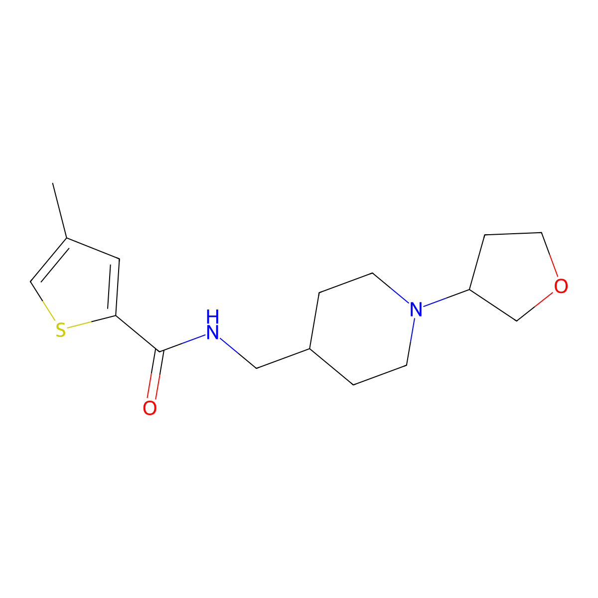 4-methyl-N-((1-(tetrahydrofuran-3-yl)piperidin-4-yl)methyl)thiophene-2-carboxamide molecular structure, CAS 2034554-76-0