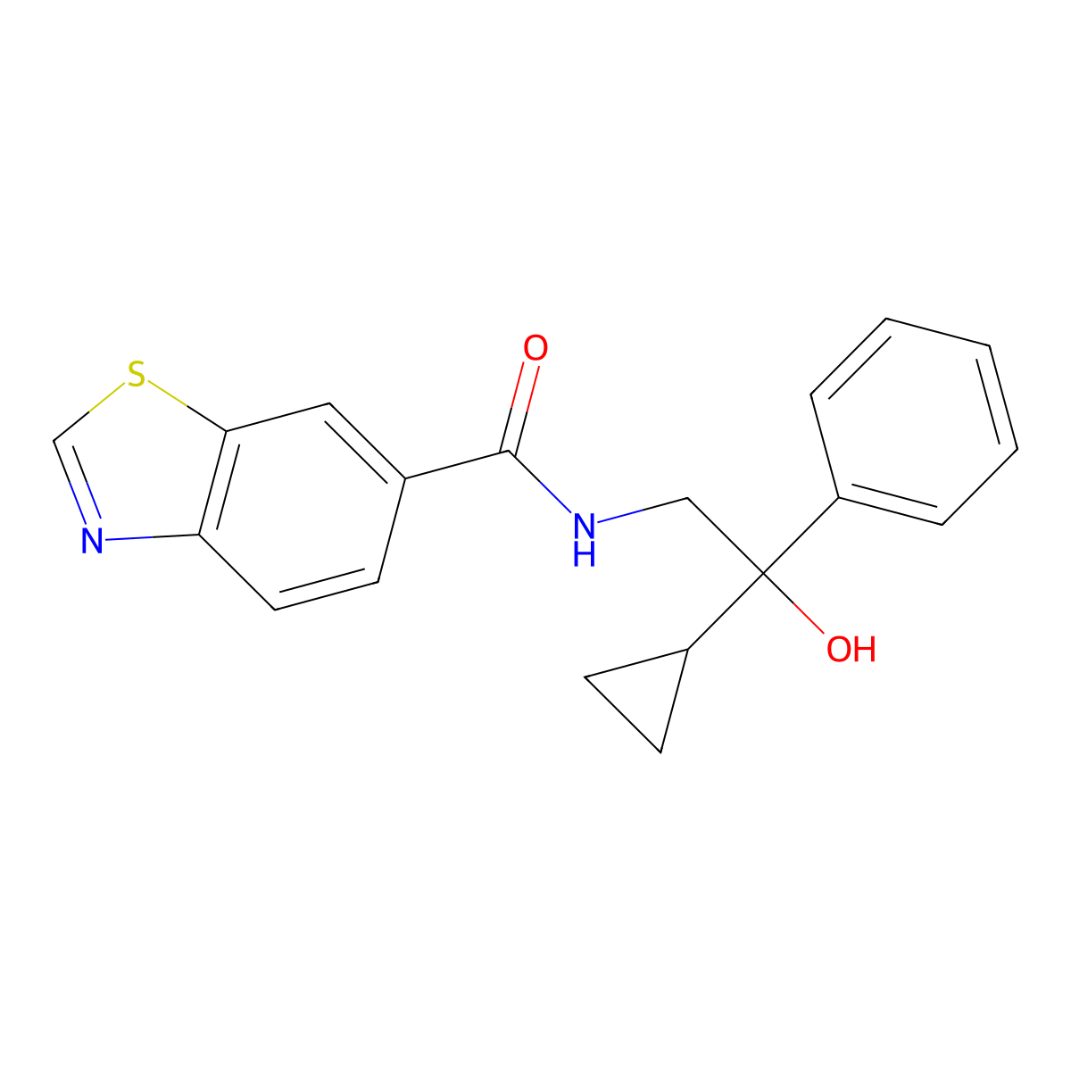 N-(2-cyclopropyl-2-hydroxy-2-phenylethyl)benzo[d]thiazole-6-carboxamide molecular structure, CAS 2034554-80-6