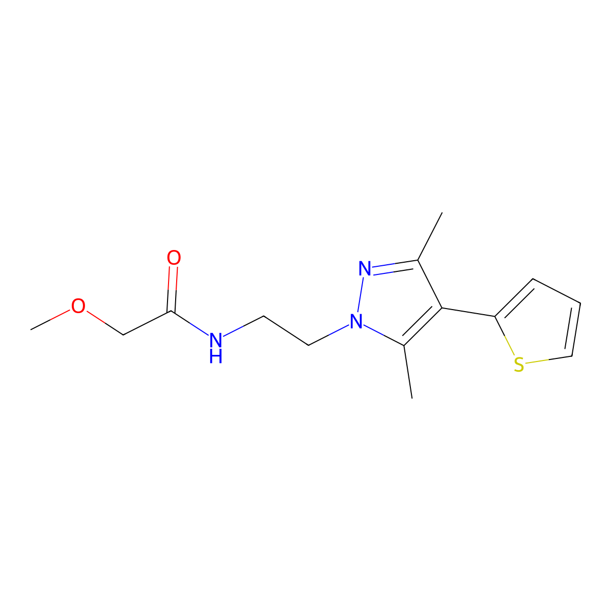 N-{2-[3,5-dimethyl-4-(thiophen-2-yl)-1H-pyrazol-1-yl]ethyl}-2-methoxyacetamide molecular structure, CAS 2034554-81-7