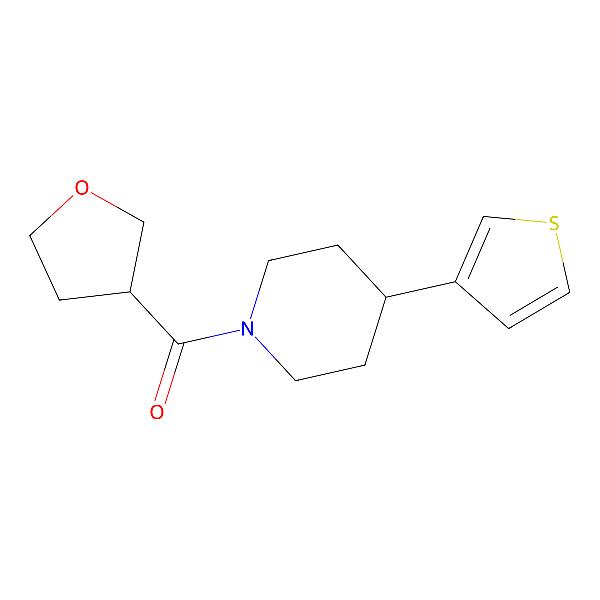 (Tetrahydrofuran-3-yl)(4-(thiophen-3-yl)piperidin-1-yl)methanone molecular structure, CAS 2034554-84-0