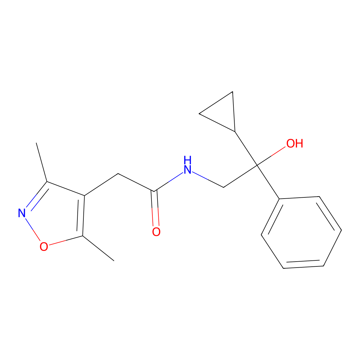 N-(2-cyclopropyl-2-hydroxy-2-phenylethyl)-2-(3,5-dimethylisoxazol-4-yl)acetamide molecular structure, CAS 2034554-89-5