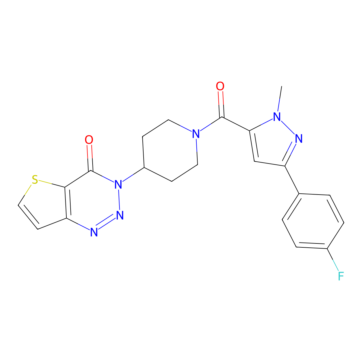 3-(1-(3-(4-fluorophenyl)-1-methyl-1H-pyrazole-5-carbonyl)piperidin-4-yl)thieno[3,2-d][1,2,3]triazin-4(3H)-one molecular structure, CAS 2034555-01-4