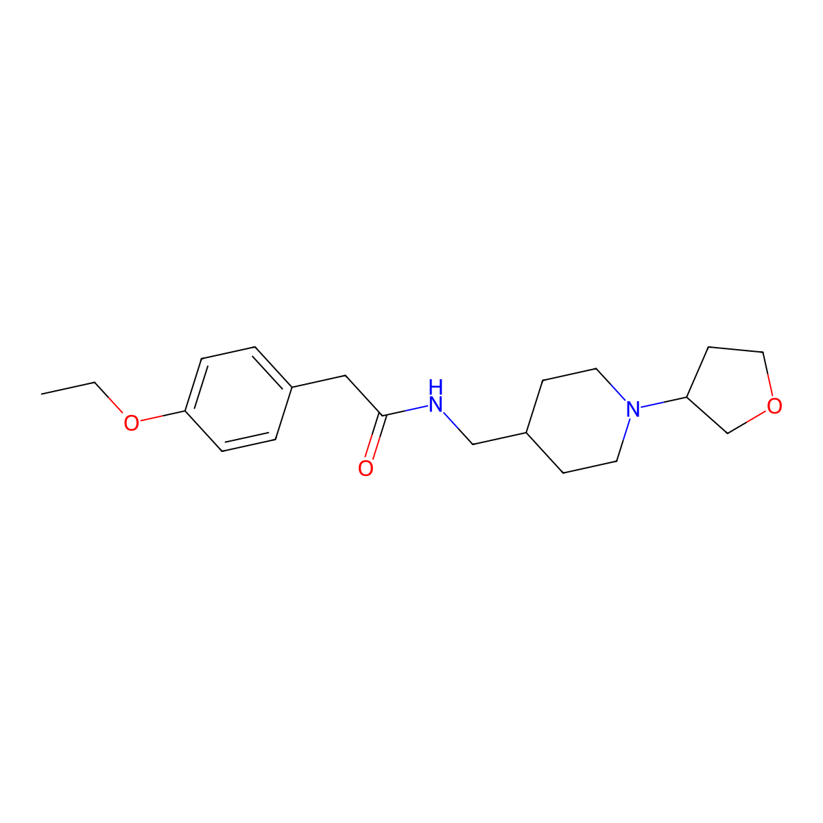 2-(4-ethoxyphenyl)-N-((1-(tetrahydrofuran-3-yl)piperidin-4-yl)methyl)acetamide molecular structure, CAS 2034555-08-1