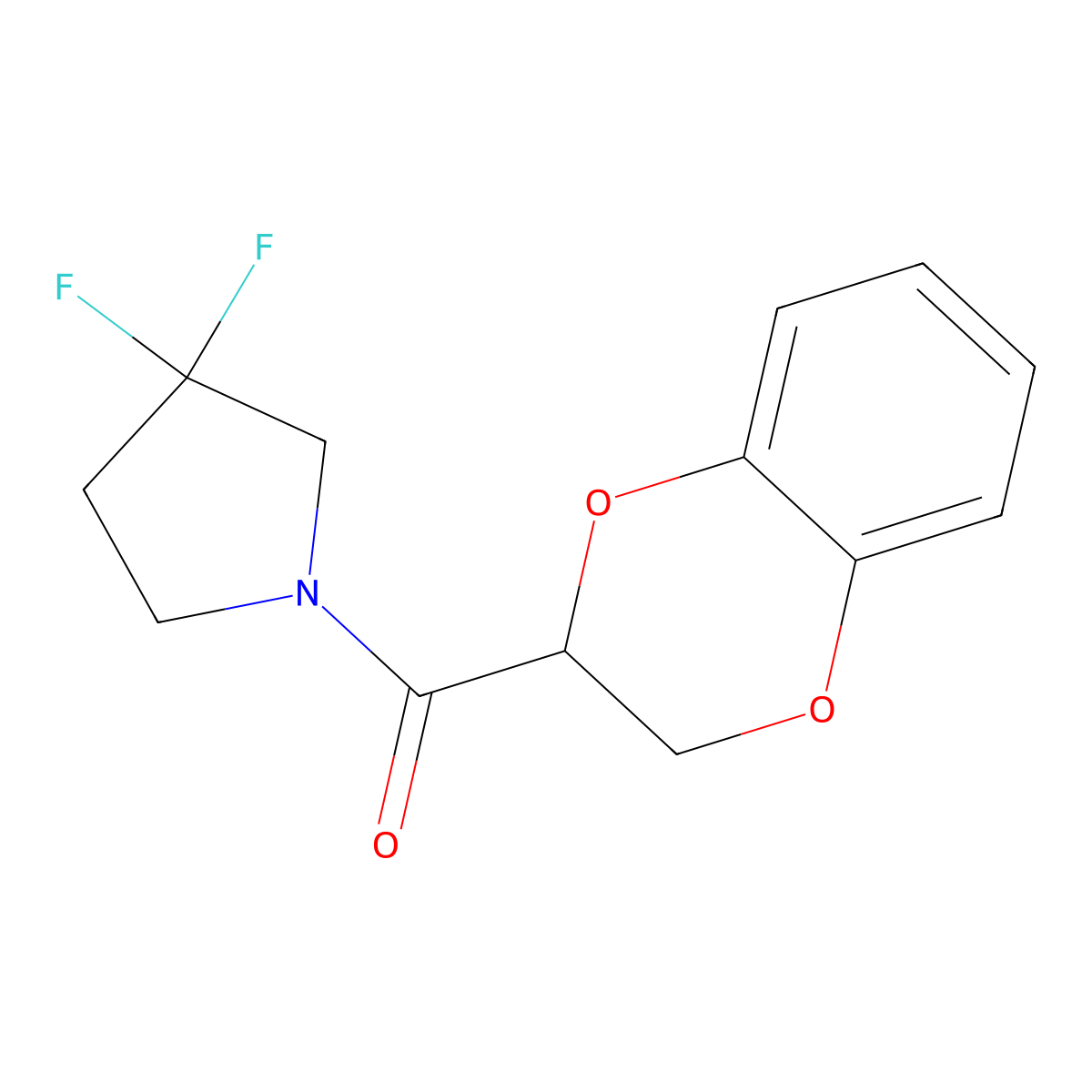 (3,3-Difluoropyrrolidin-1-yl)(2,3-dihydrobenzo[b][1,4]dioxin-2-yl)methanone molecular structure, CAS 2034555-09-2