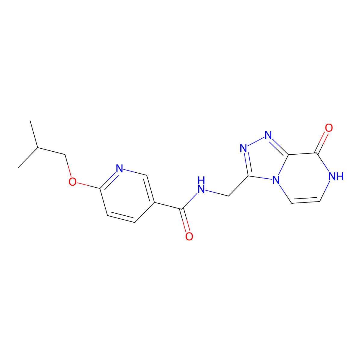 N-((8-hydroxy-[1,2,4]triazolo[4,3-a]pyrazin-3-yl)methyl)-6-isobutoxynicotinamide molecular structure, CAS 2034555-13-8