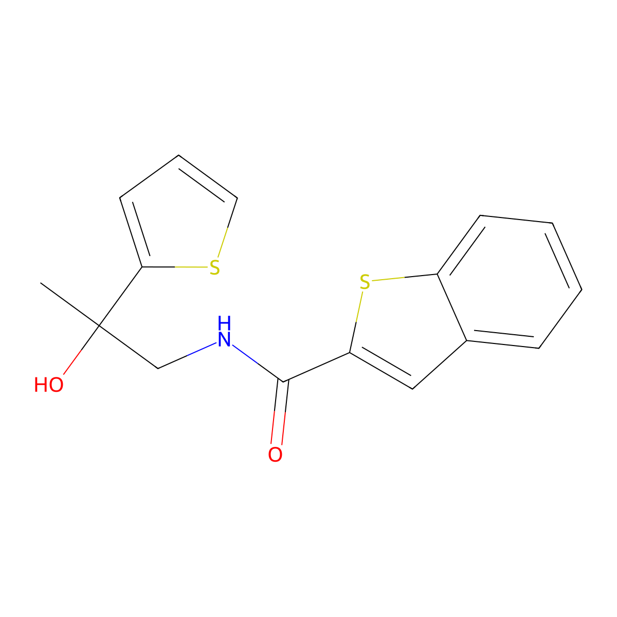 N-(2-hydroxy-2-(thiophen-2-yl)propyl)benzo[b]thiophene-2-carboxamide molecular structure, CAS 2034555-14-9