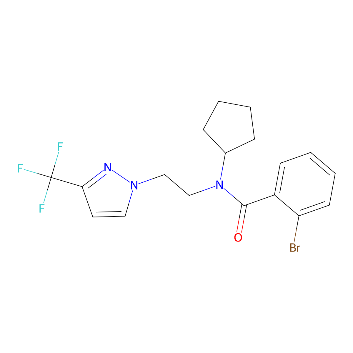 2-bromo-N-cyclopentyl-N-{2-[3-(trifluoromethyl)-1H-pyrazol-1-yl]ethyl}benzamide molecular structure, CAS 2034555-17-2