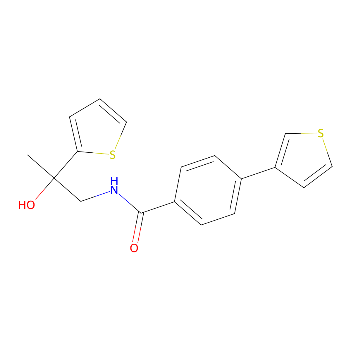 N-[2-hydroxy-2-(thiophen-2-yl)propyl]-4-(thiophen-3-yl)benzamide molecular structure, CAS 2034555-19-4