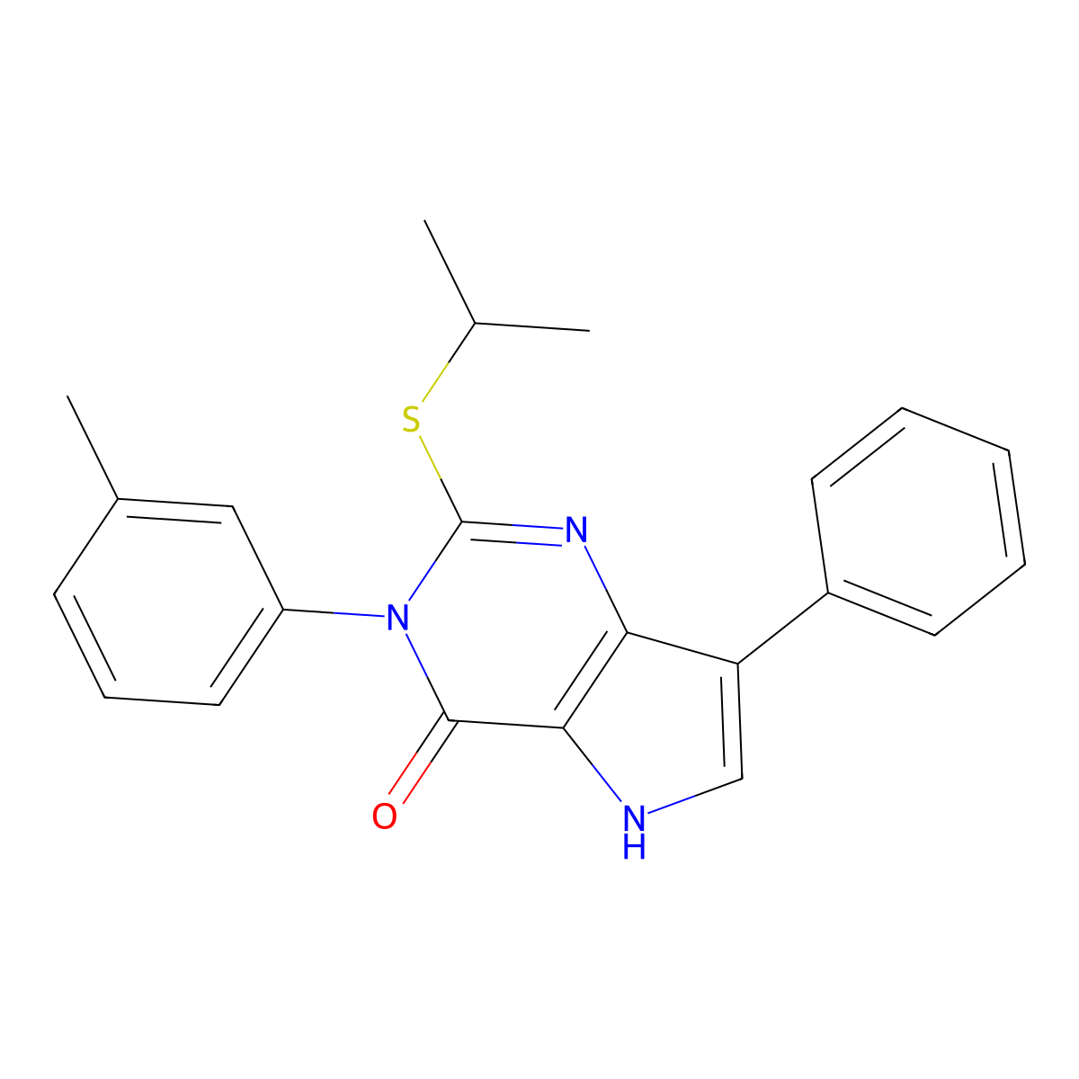 2-(isopropylthio)-7-phenyl-3-(m-tolyl)-3H-pyrrolo[3,2-d]pyrimidin-4(5H)-one molecular structure, CAS 2034555-20-7
