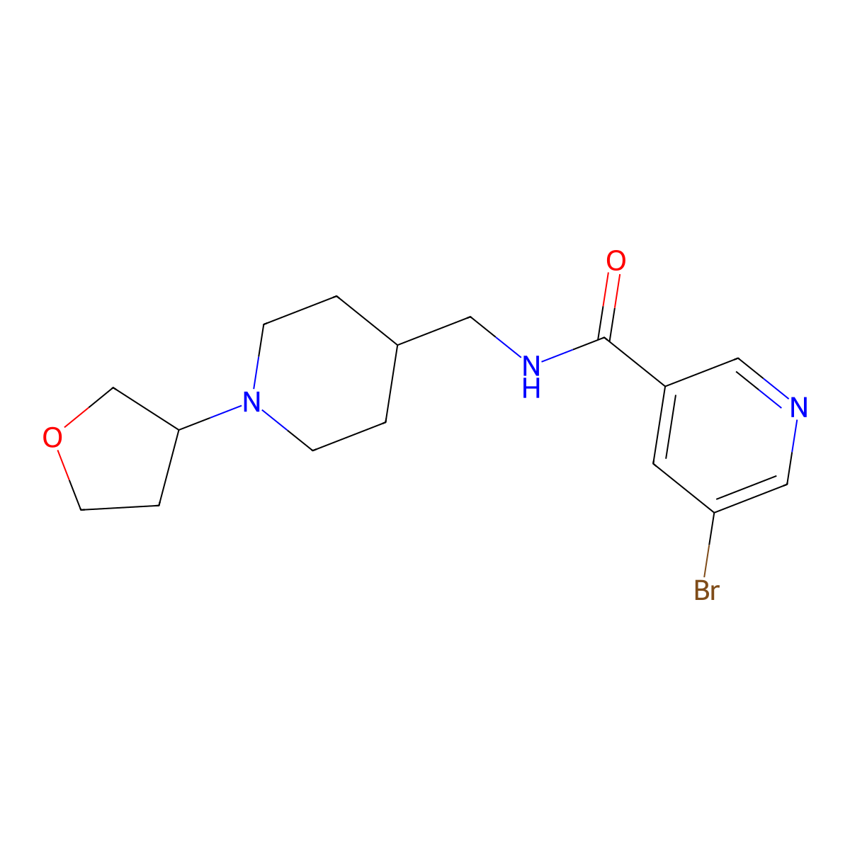 5-bromo-N-((1-(tetrahydrofuran-3-yl)piperidin-4-yl)methyl)nicotinamide molecular structure, CAS 2034555-29-6