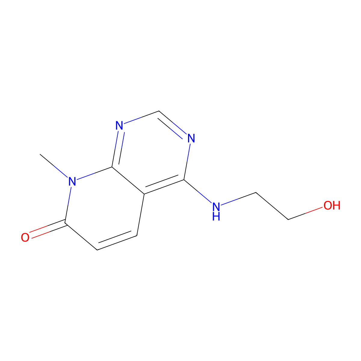 4-((2-hydroxyethyl)amino)-8-methylpyrido[2,3-d]pyrimidin-7(8H)-one molecular structure, CAS 2034555-31-0