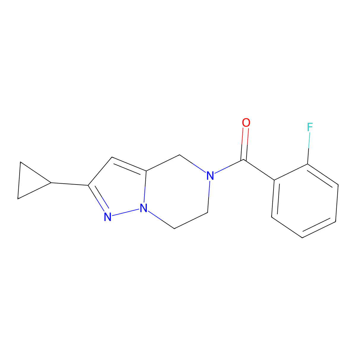 (2-cyclopropyl-6,7-dihydropyrazolo[1,5-a]pyrazin-5(4H)-yl)(2-fluorophenyl)methanone molecular structure, CAS 2034555-43-4