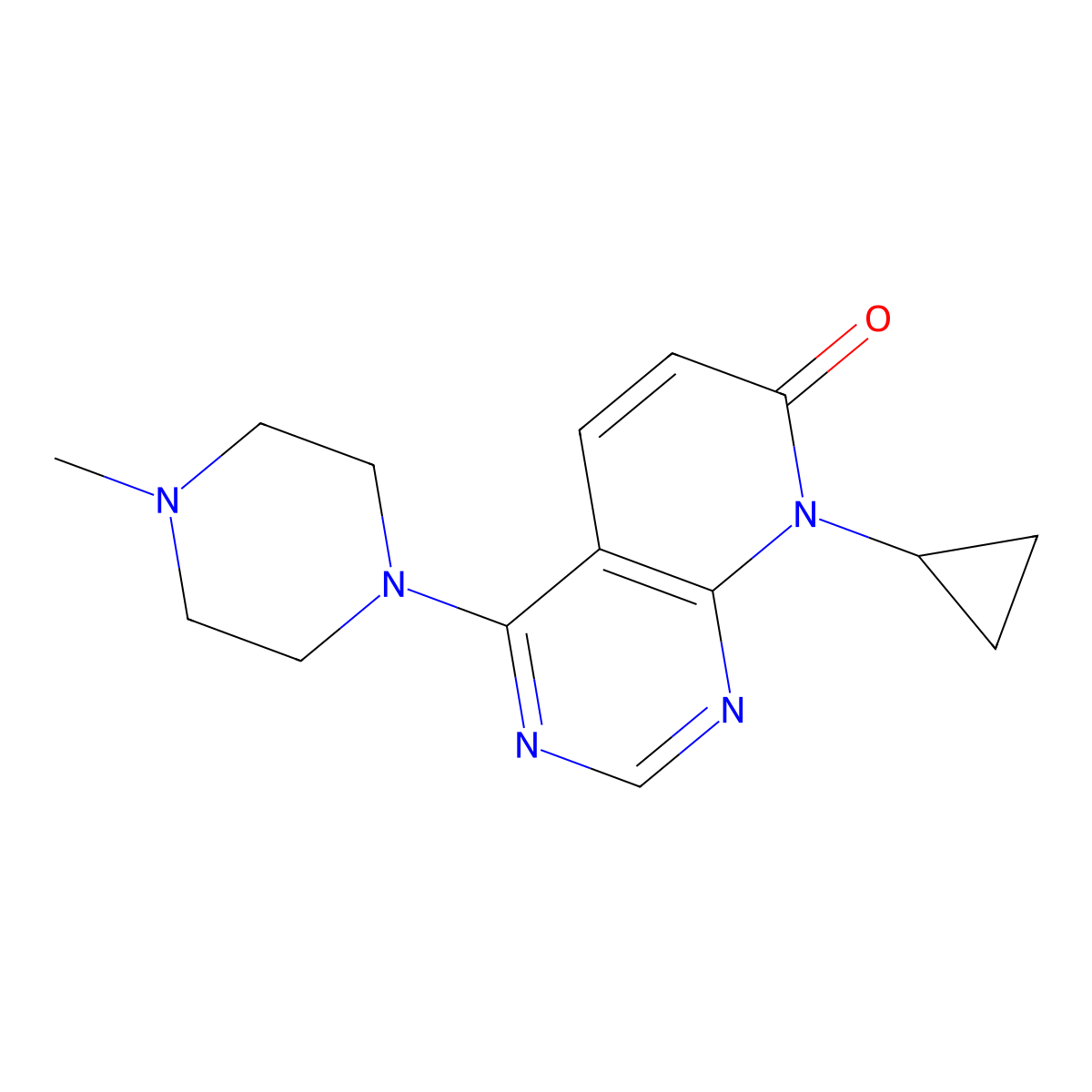 8-cyclopropyl-4-(4-methylpiperazin-1-yl)pyrido[2,3-d]pyrimidin-7(8H)-one molecular structure, CAS 2034555-44-5